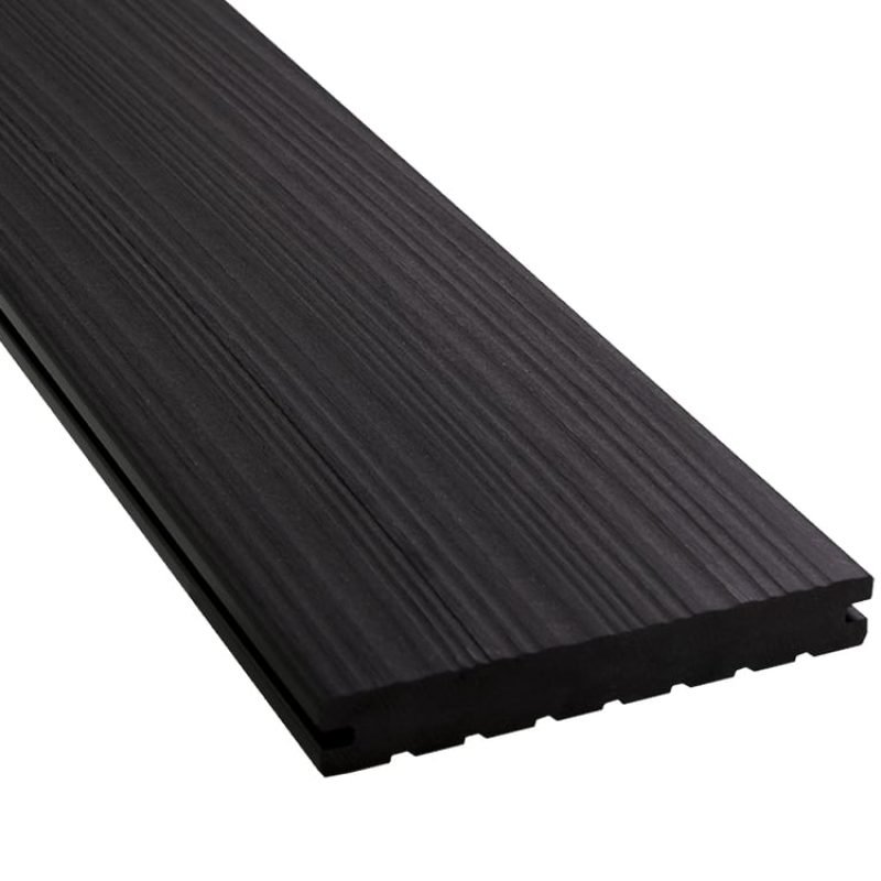WARI Terrassendielen WPC massiv anthrazit – einzelne Diele fein geriffelt