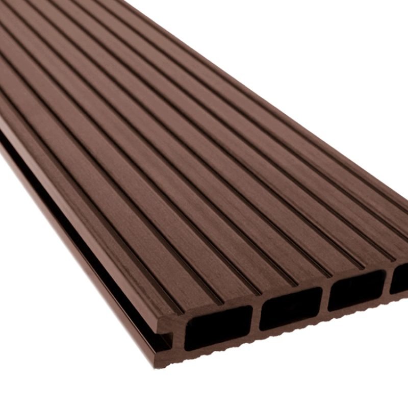 WARI Terrassendielen WPC Hohlkammer braun – einzelne Diele grob genutet