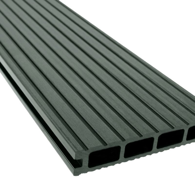 WARI Terrassendielen WPC Hohlkammer grau – einzelne Diele grob genutet