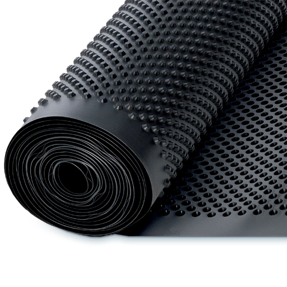 Rolle jafo drain noppenbahn freigestellt und teilweise abgerollt auf weißem Hintergrund