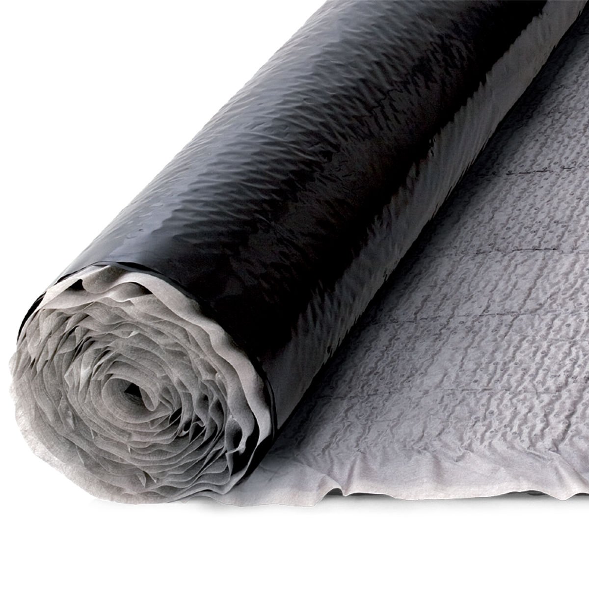 jafo drain vliesplus noppenbahn rolle freigestellt und teilweise abgerollt auf weißem Hintergrund