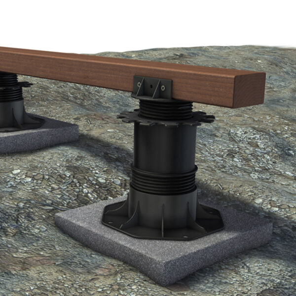 Karle & Rubner TERRACON Terrassenlager 35–70 mm unter Holzbalken der Unterkonstruktion, auf Platten montiert